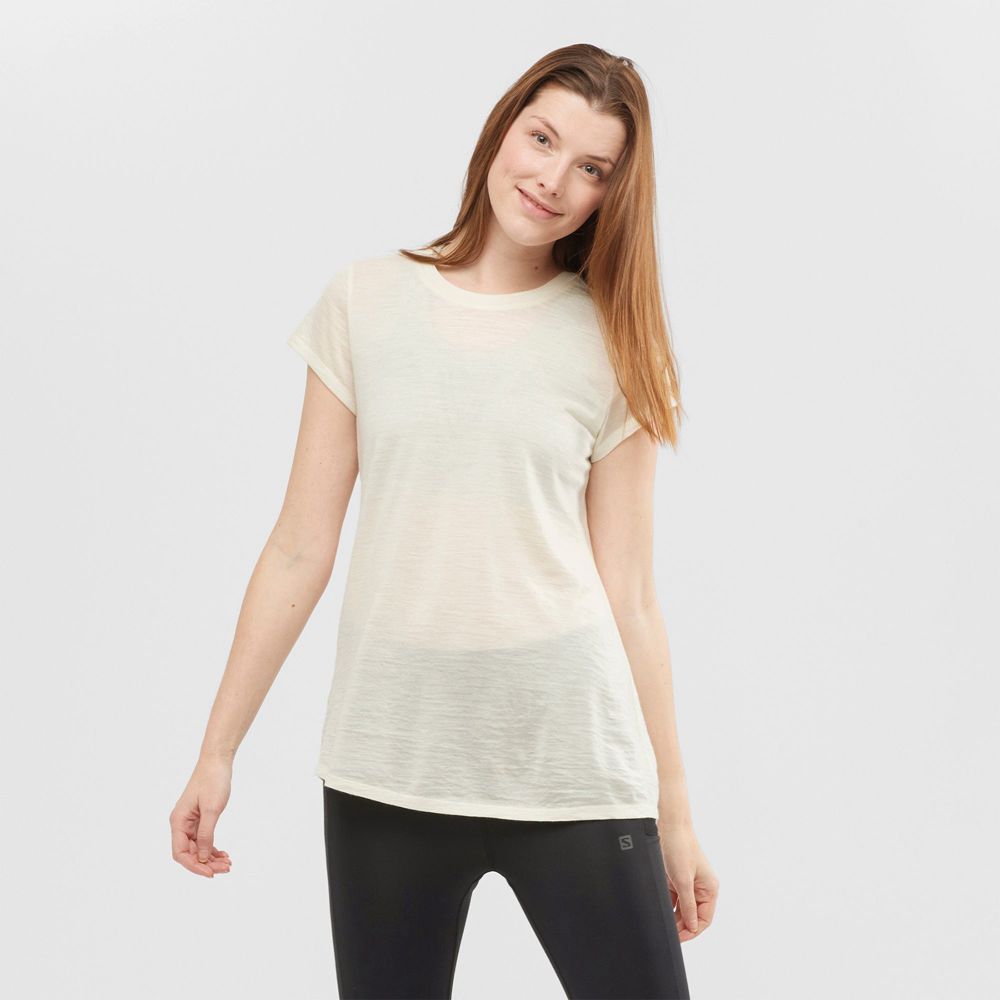 Salomon Israel OUTLIFE MERINO SS W - Womens T shirts - White (SBLO-19052)